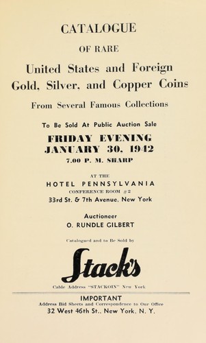 Catalogue of rare United States and foreign gold, silver, and copper coins