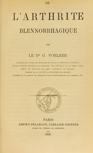 De l'arthrite blennorrhagique