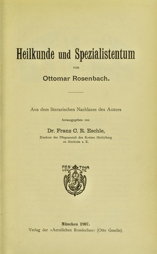 Heilkunde und Spezialisten ...