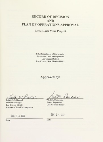 Record of decision and plan of operations approval