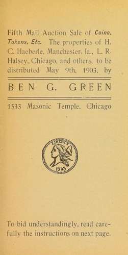 Fifth mail auction sale of coins, tokens, etc