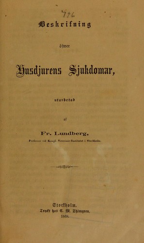 Beskrifning ©œfwer husdjurens sjukdomar