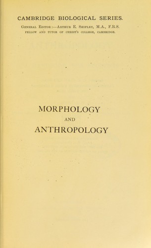 Morphology and anthropology : a handbook for students