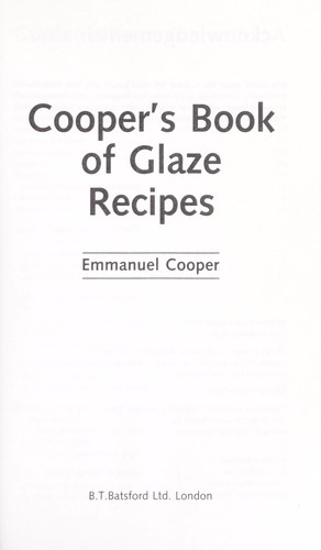 Cooper's book of glaze recipes