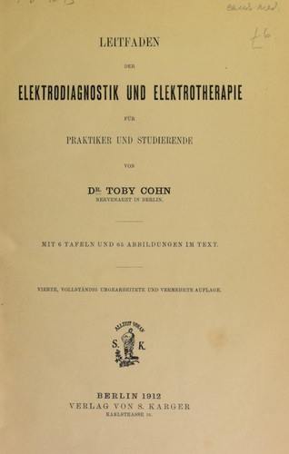 Leitfaden der Elektrodiagnostik und Elektrotherapie f©ơr Praktiker und Studierende
