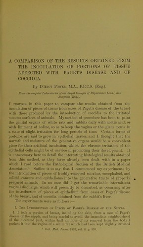 A comparison of the results obtained from the inoculation of portions of tissue affected with Paget's disease and of coccidia