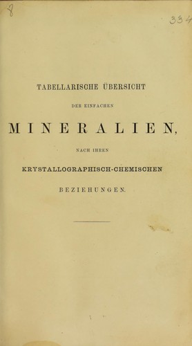 Tabellarische ©bersicht der einfachen Mineralien
