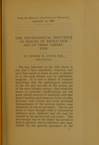 The psychological influence of errors of refraction and of their correction