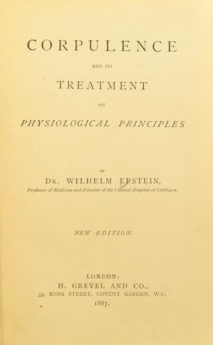 Corpulence and its treatment on physiological principles