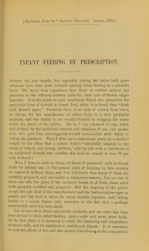 Infant feeding by prescription