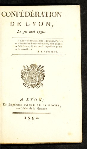 Confe de ration de Lyon, le 30 mai 1790