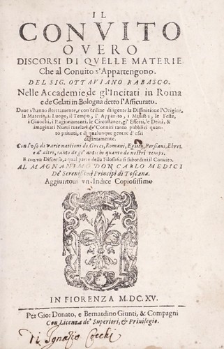 Il conuito, ouero, Discorsi di quelle materie che al conuito s'appartengono