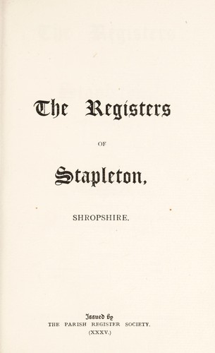 The registers of Stapleton, Shropshire