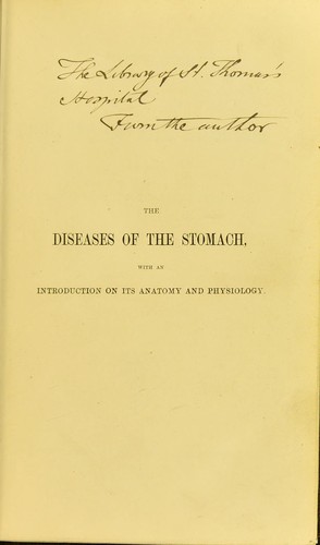 Lectures on the diseases of the stomach