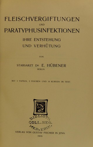 Fleischvergiftungen und Paratyphusinfektionen : ihre Entstehung und Verh©ơtung