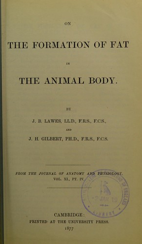 On the formation of fat in the animal body
