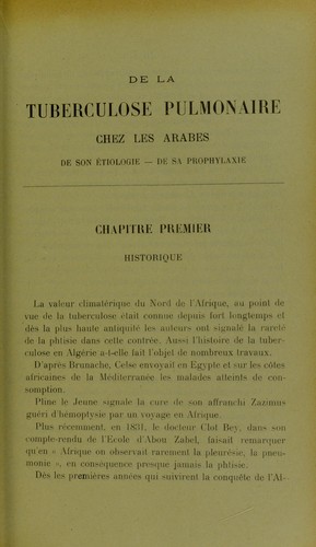 De la tuberculose pulmonaire chez les arabes