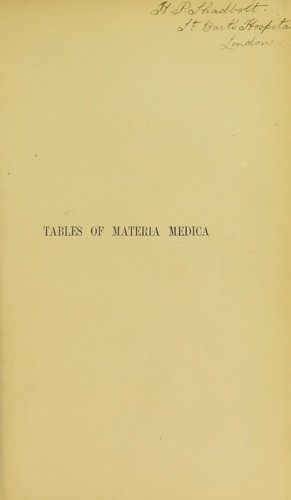 Tables of materia medica