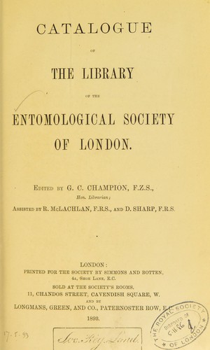 Catalogue of the Library of the Entomological Society of London