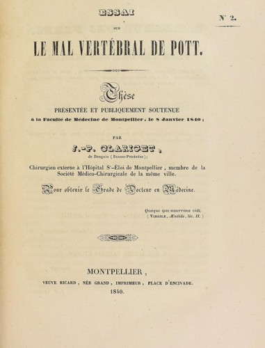 Essai sur le mal vert©♭bral de Pott