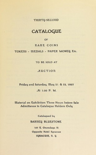 Thirty-second catalogue of rare coins, tokens, medals, paper money, etc