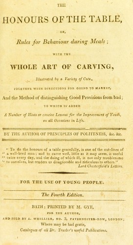 The honours of the table, or, Rules for behaviour during meals