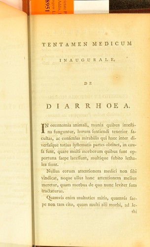 Tentamen medicum inaugurale, de diarrhoea