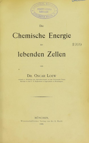 Die chemische Energie der lebenden Zellen