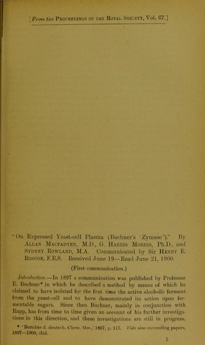 On expressed yeast-cell plasma (Buchner's 'zymase')