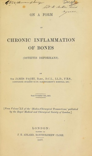 On a form of chronic inflammation of bones (osteitis deformans)
