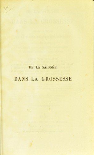 De la saign©♭e dans la grossesse