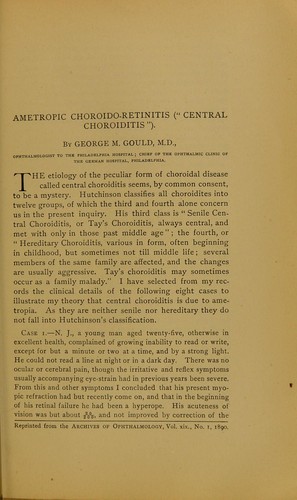 Ametropic choroido-retinitis ('central choroiditis')