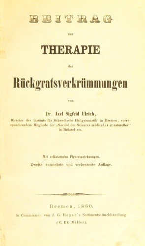 Beitrag zur Therapie der R©ơckgratsverkr©ơmmungen