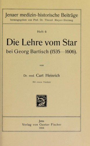 Die Lehre vom Star bei Georg Bartisch (1535-1606)