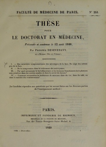 Th©·se pour le doctorat en m©♭decine