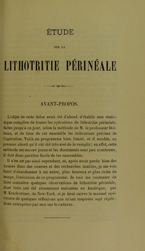 ©tude sur la lithotritie p©♭rin©♭ale