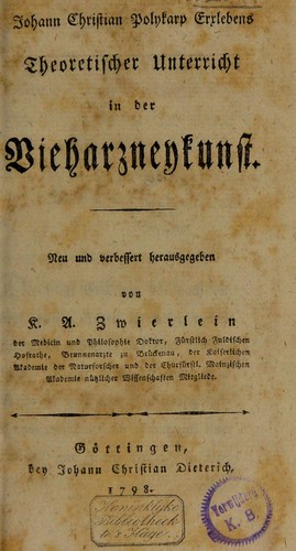 Theoretischer Unterricht in der Vieharzneykunst