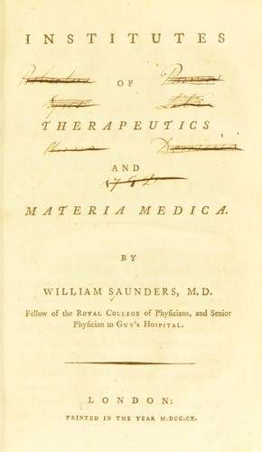 Institutes of therapeutics and materia medica