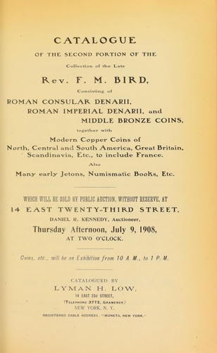 Catalogue of the second portion of the collection of the late Rev. F. M. Bird ...