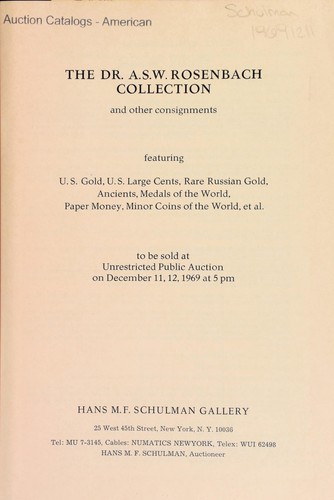 The Dr. A.S.W. Rosenbach collection ...