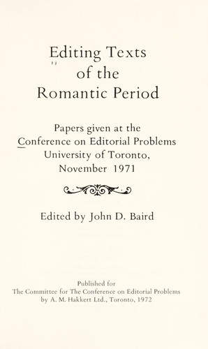 Editing texts of the Romantic Period