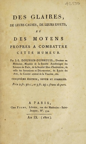 Des glaires, de leurs causes, de leurs effets, et m©♭dicament propre a combattre cette humeur
