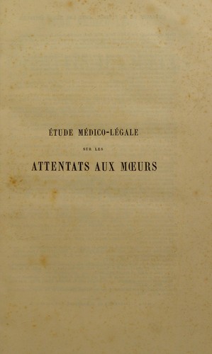 ©tude m©♭dico-l©♭gale sur les attentats aux moeurs