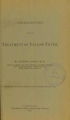 Observations upon the treatment of yellow fever