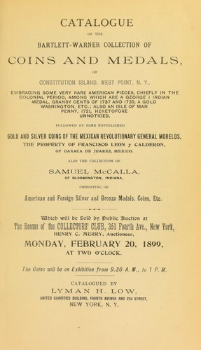 Catalogue of the Bartlett-Warner collection of coins and medals ...