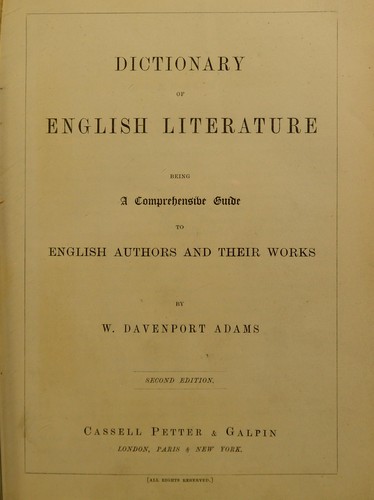 Dictionary of English literature, being a comprehensive guide to English authors and their works