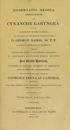 Dissertatio medica inauguralis, de cynanche laryngea ...