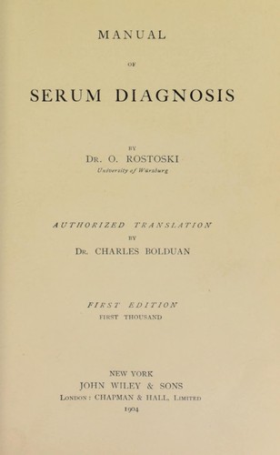 Manual of serum diagnosis