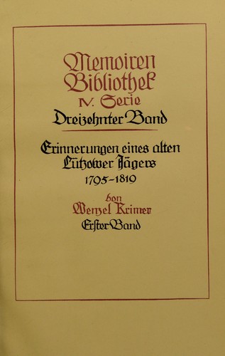 Erinnerungen eines alten L©ơtzower J©Þgers, 1795-1819