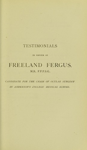 Testimonials in favour of Freeland Fergus ...